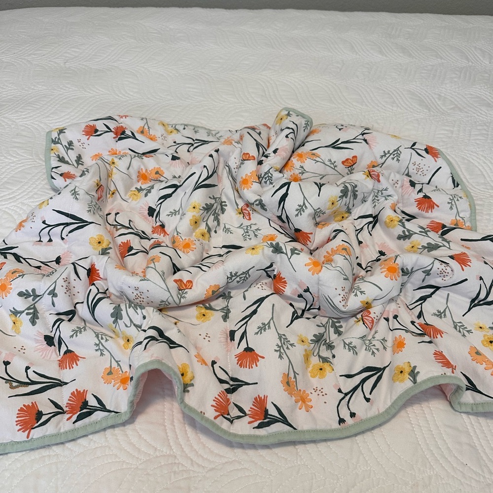 Target Cloud Island Orange and White Floral Baby Blanket Crib Bedding